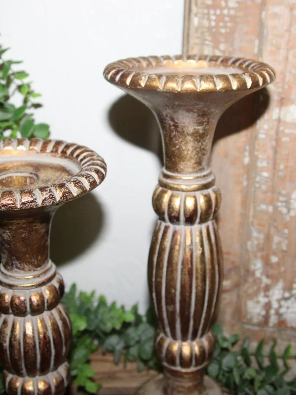 Pair of Elegant Old World French Country Gold Candle Holders
